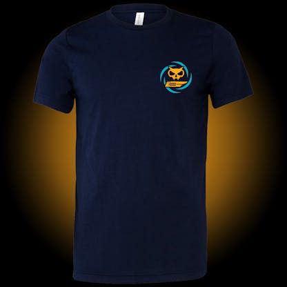 navy bella canvas tee with Xul and Southern Grist logos on the front left chest.