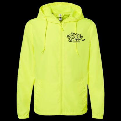 Neon yellow lightweight windbreaker with our classic Xul logo on the front left breast.