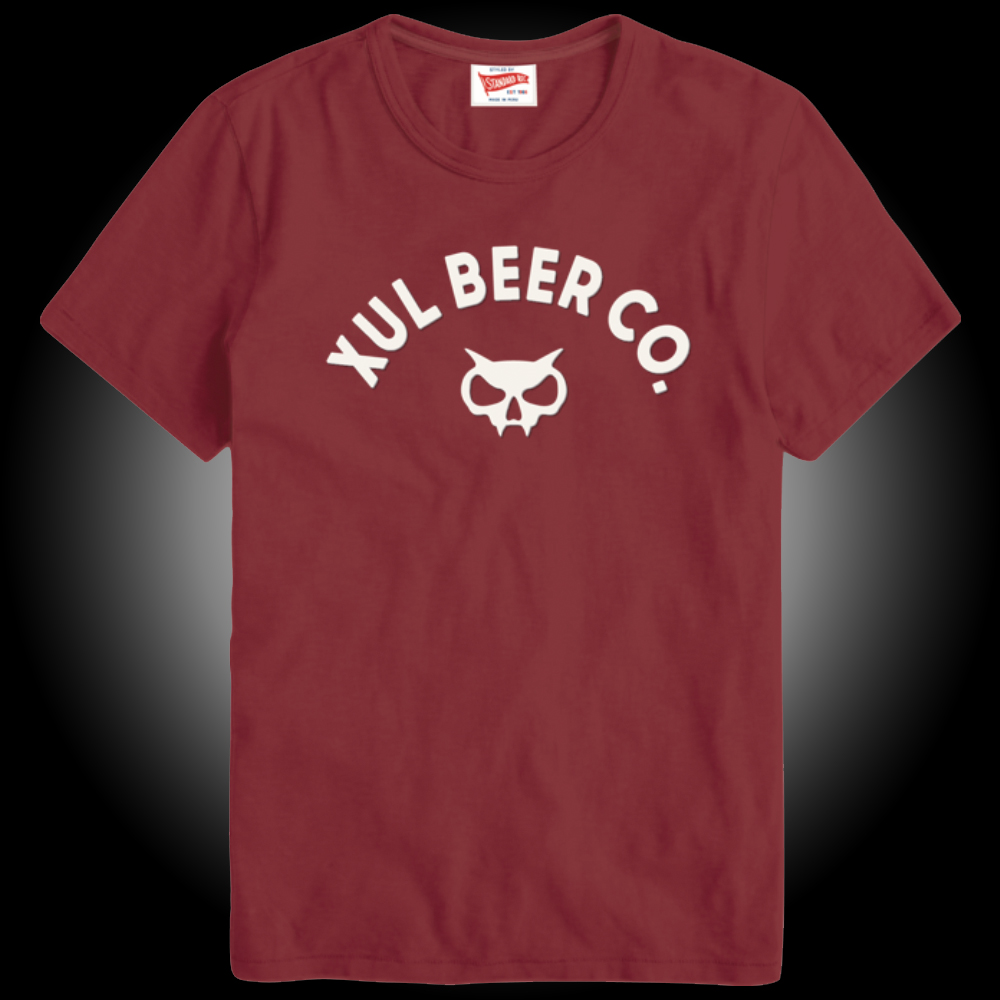 Xul Beer Co Banner tee with Gravity Print.