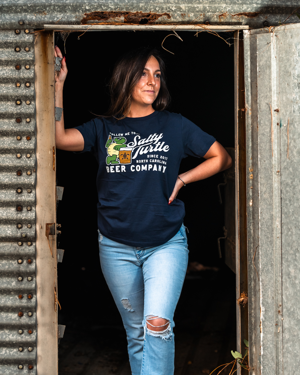 Womens Tee 'Follow Me' (Navy)