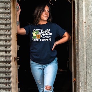Womens Tee 'Follow Me' (Navy)