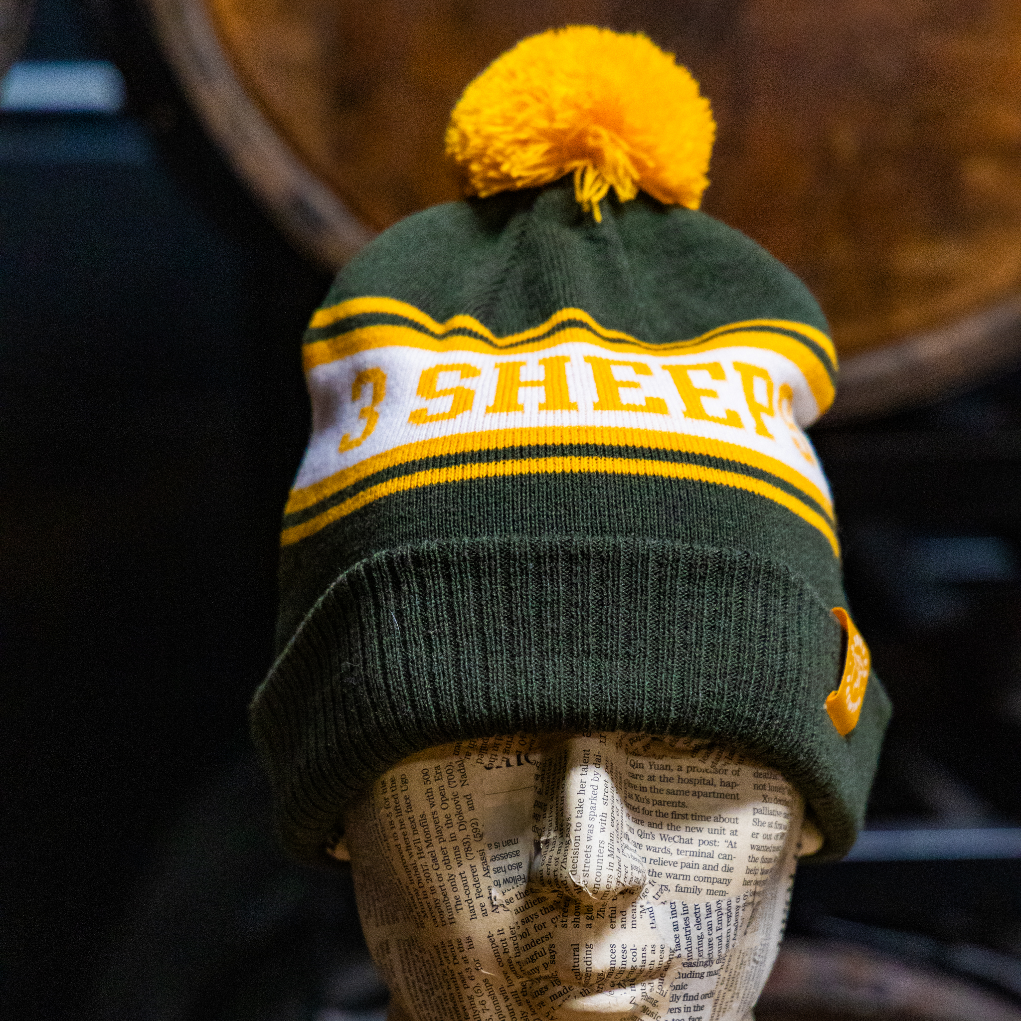 Hat - Green and Gold Pom