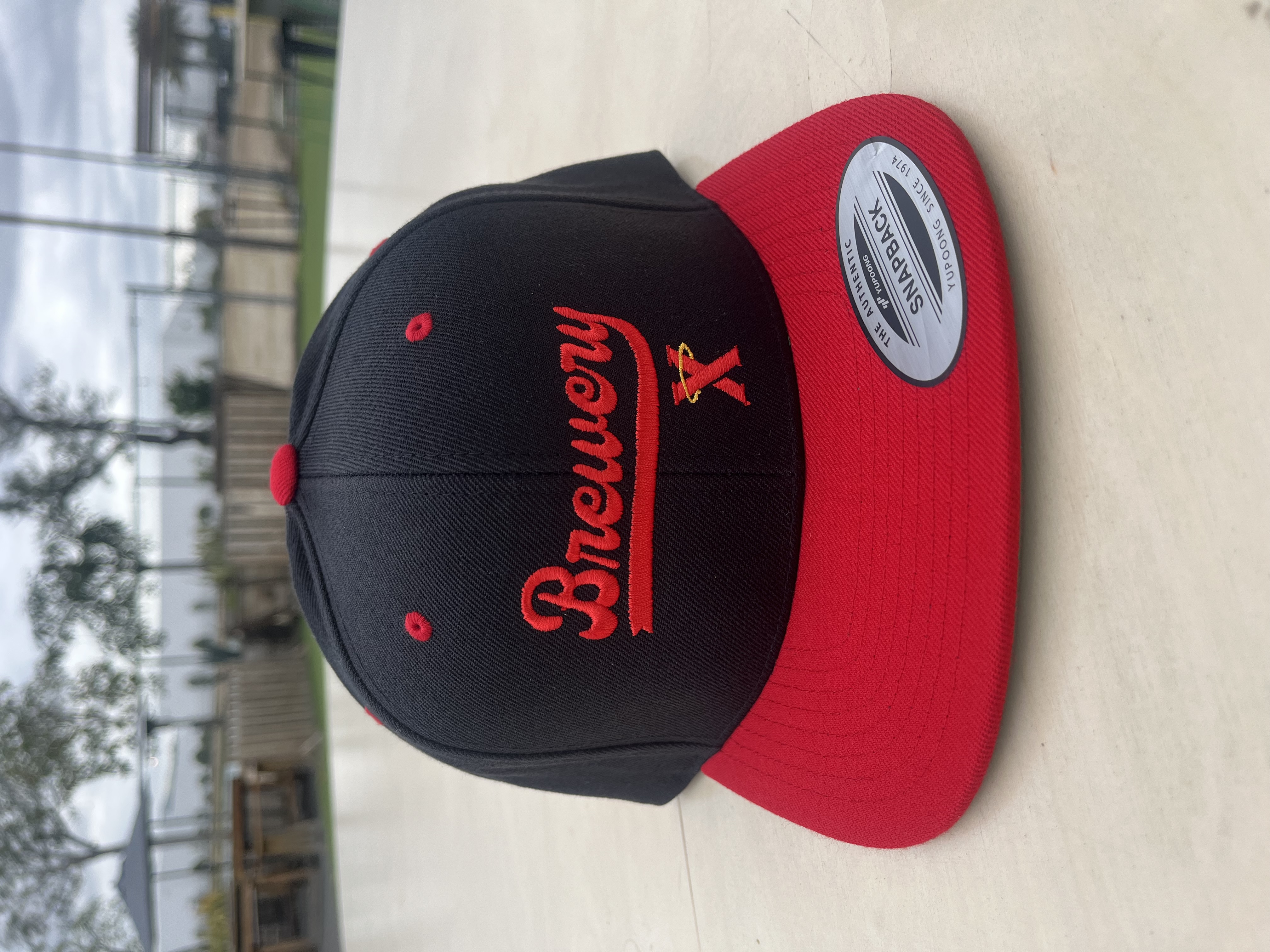 Black and Red Halo X Hat