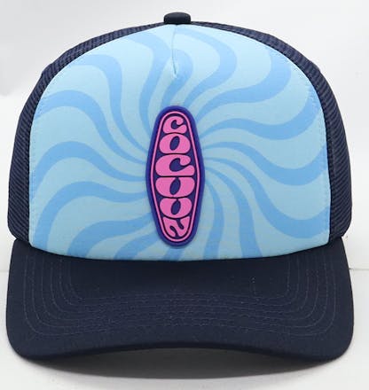 Psychadelic hat with pink logo