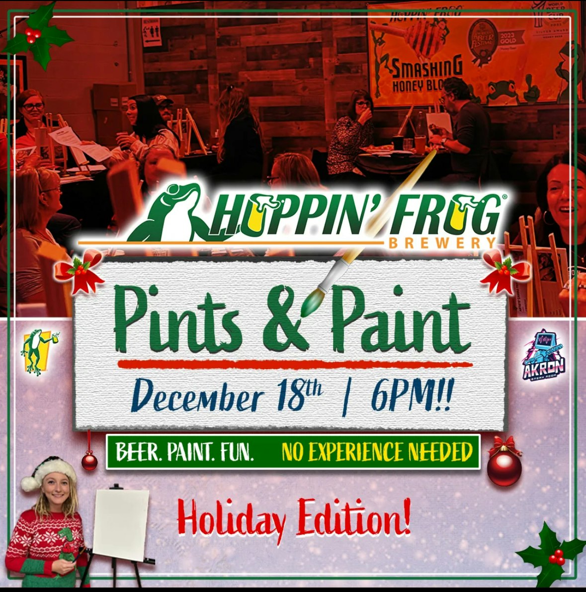 Pints and Paint at Hoppin’ Frog Brewery - Thursday, December 18th 6pm