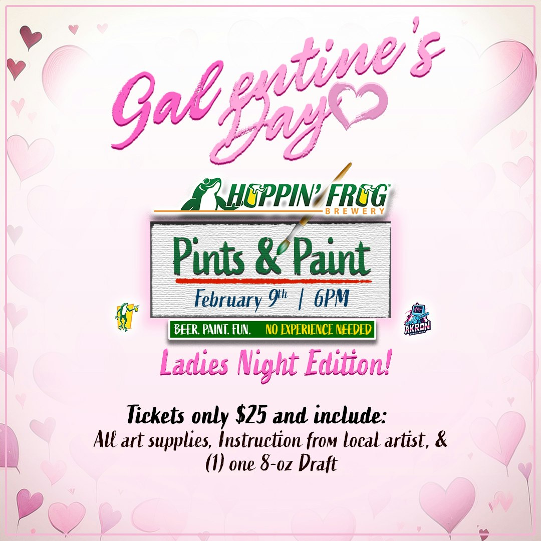 Pints and Paint at Hoppin’ Frog Brewery - Monday, February 9th 6pm