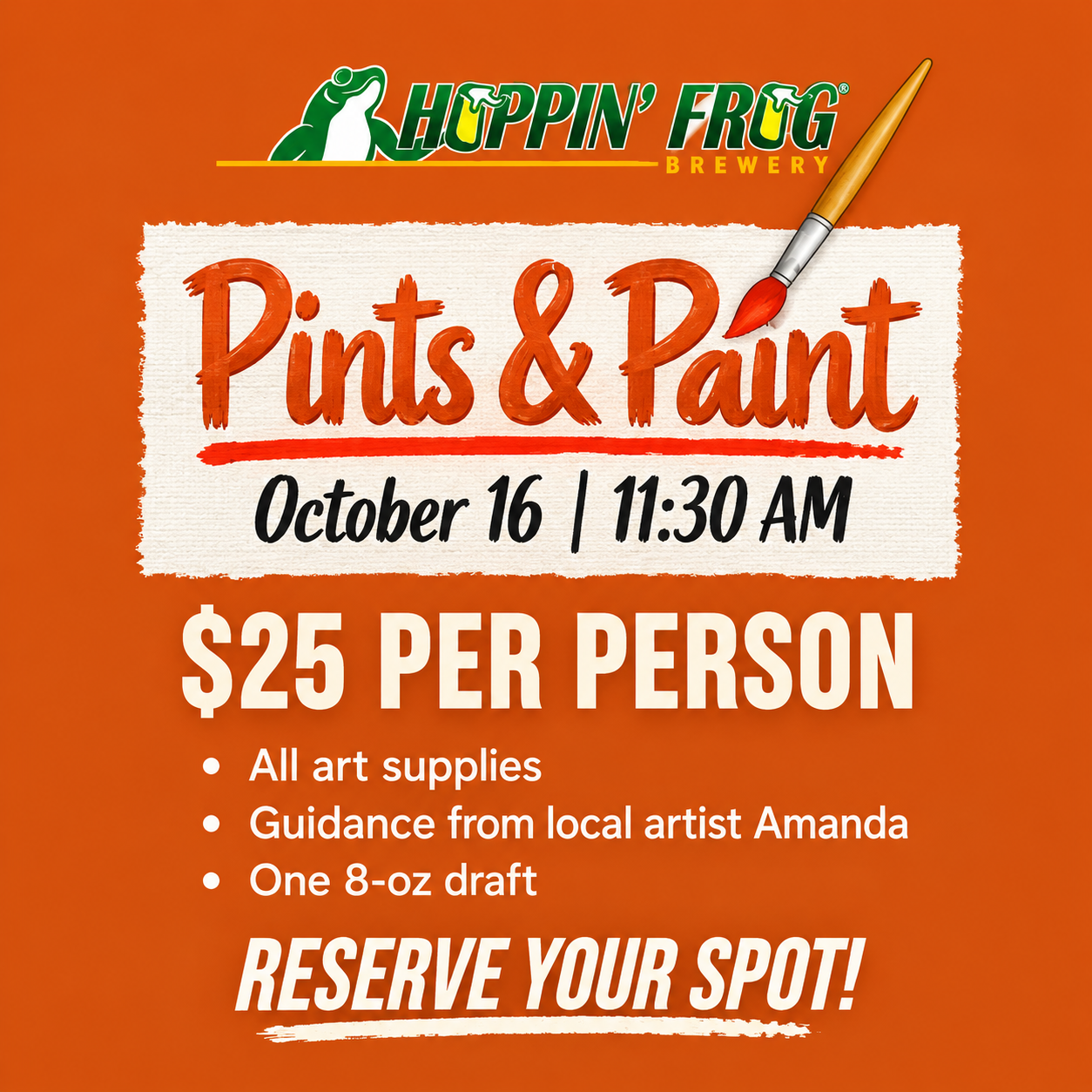 PTA Work Party Pints and Paint - Friday, October 16th at 11:30am