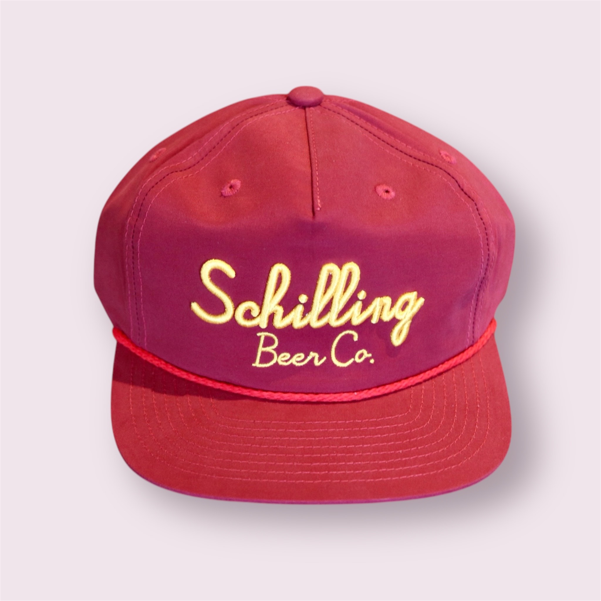 Red Schilling Script Rope Hat