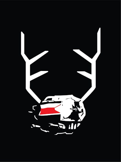 sithmas t-shirt design AT-AT walker head with red nose and antlers