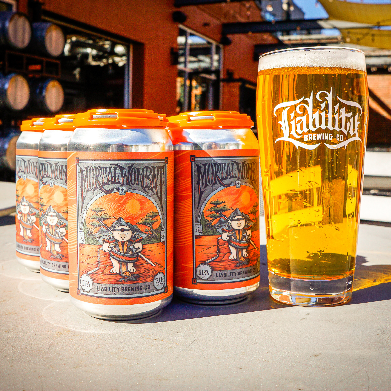 6 pack cans and draft on patio