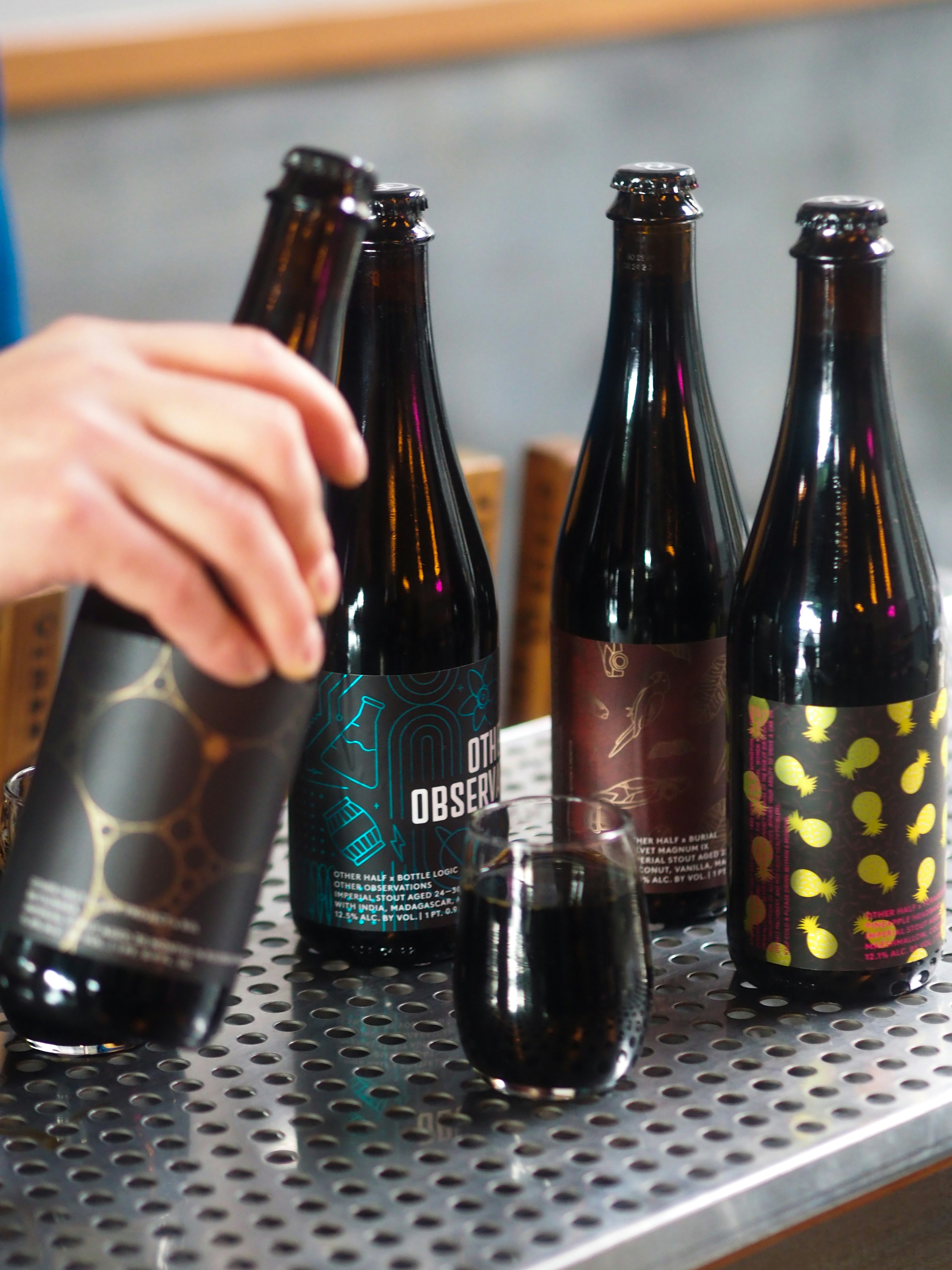 Collection of stout bottles