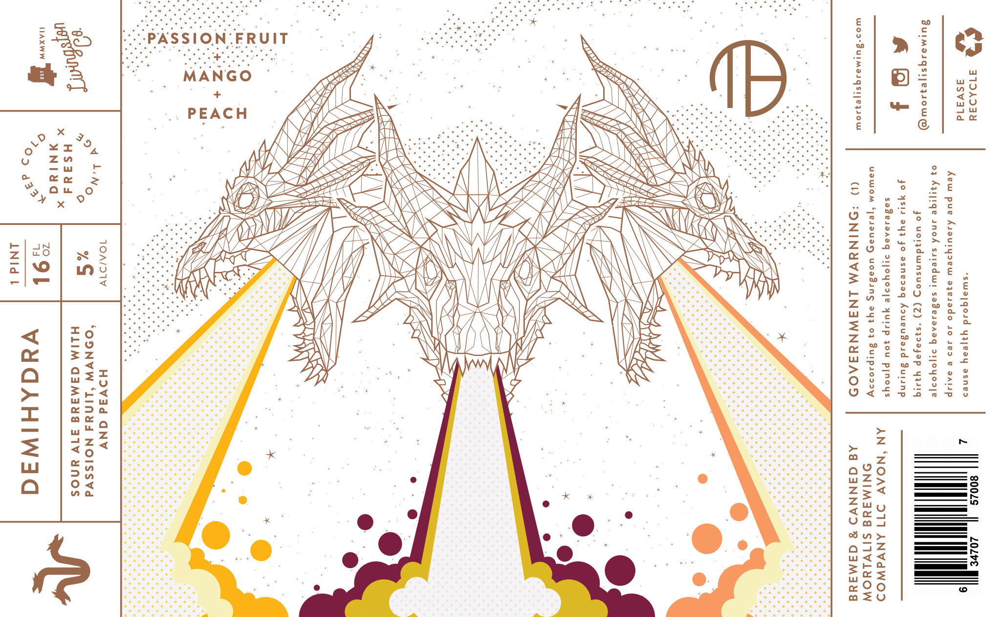 Demihydra Passionfruit mango peach Label