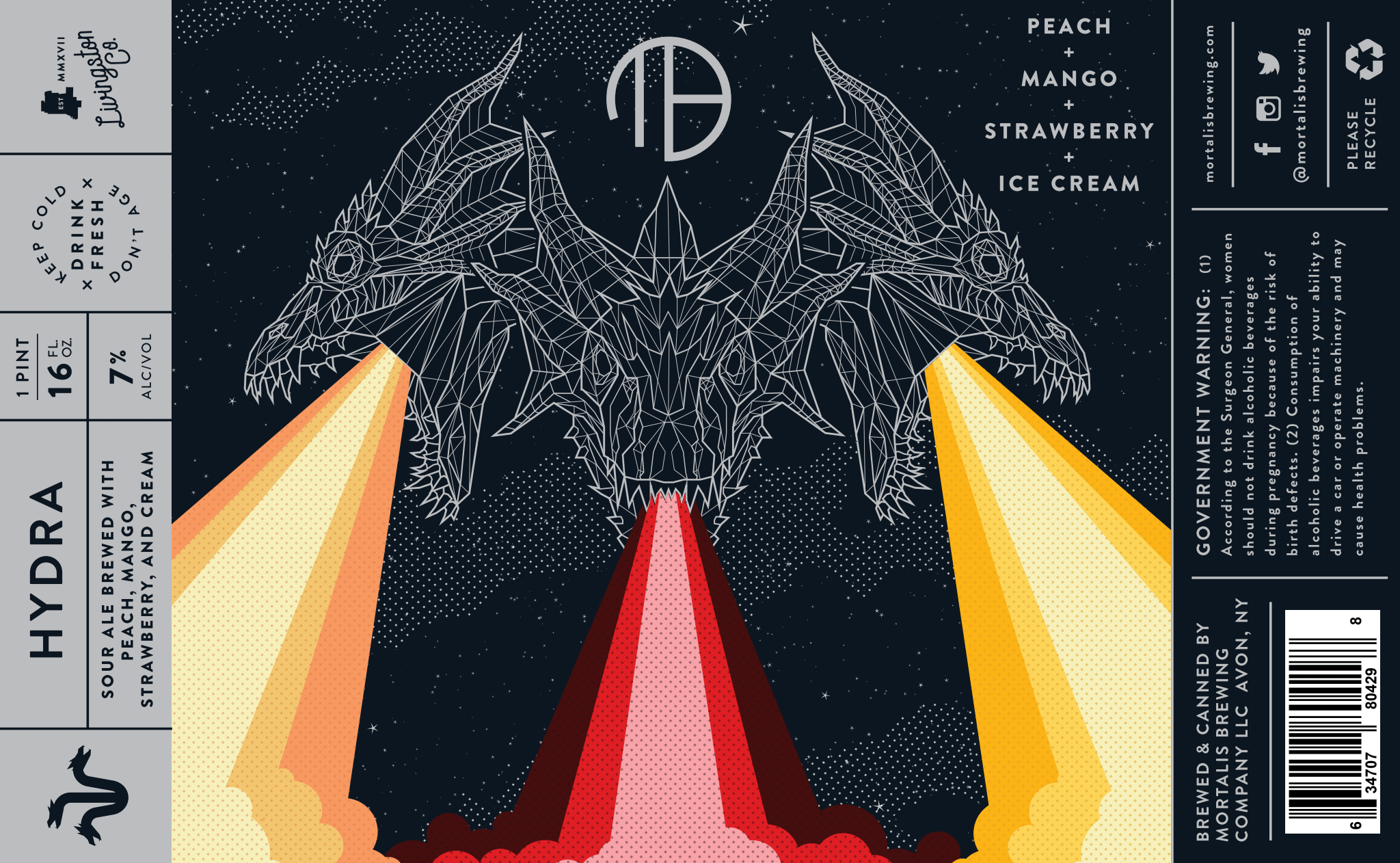 Hydra | Peach + Mango + Strawberry + Ice Cream Label