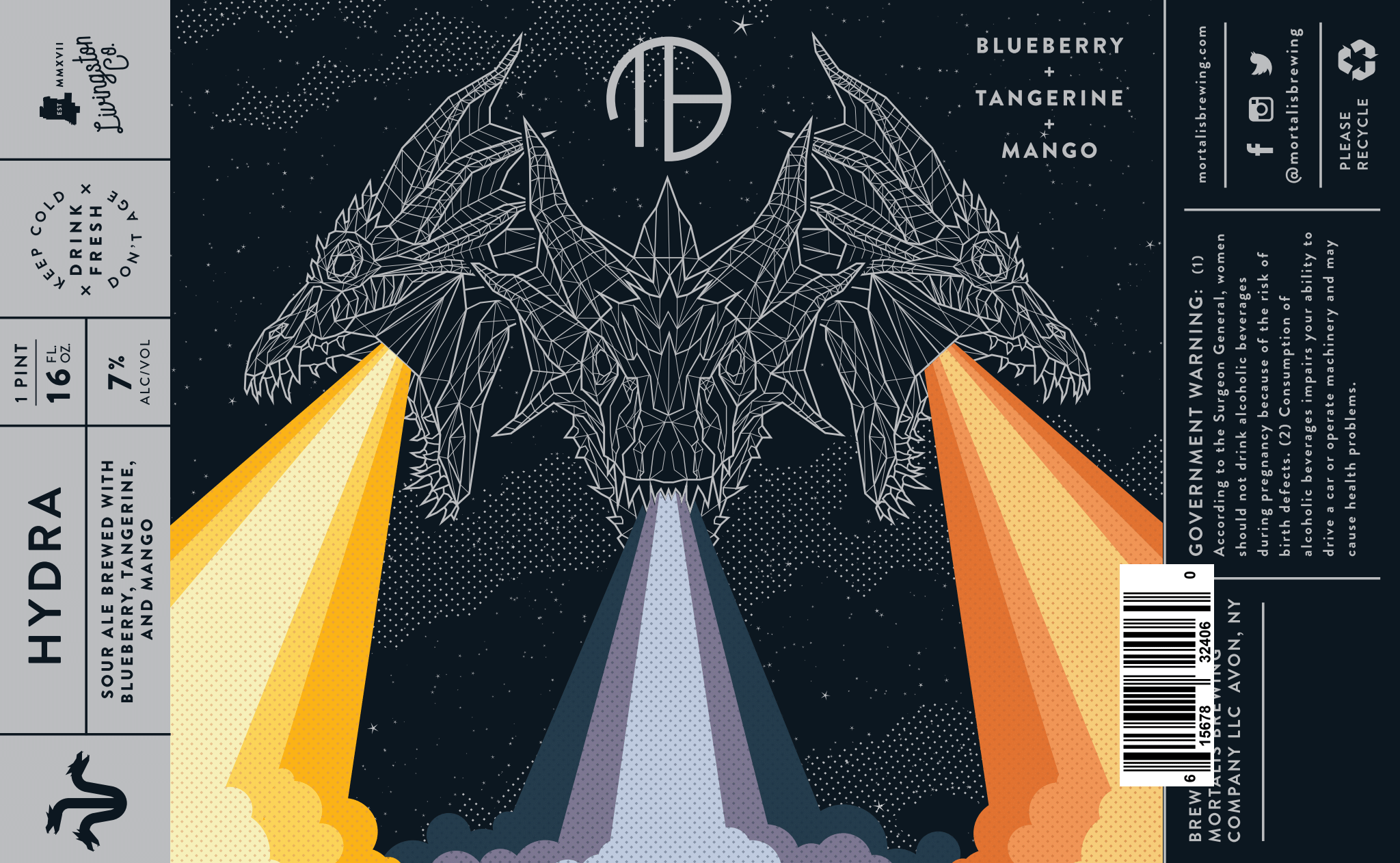 Hydra | Blueberry + Tangerine + Mango Label
