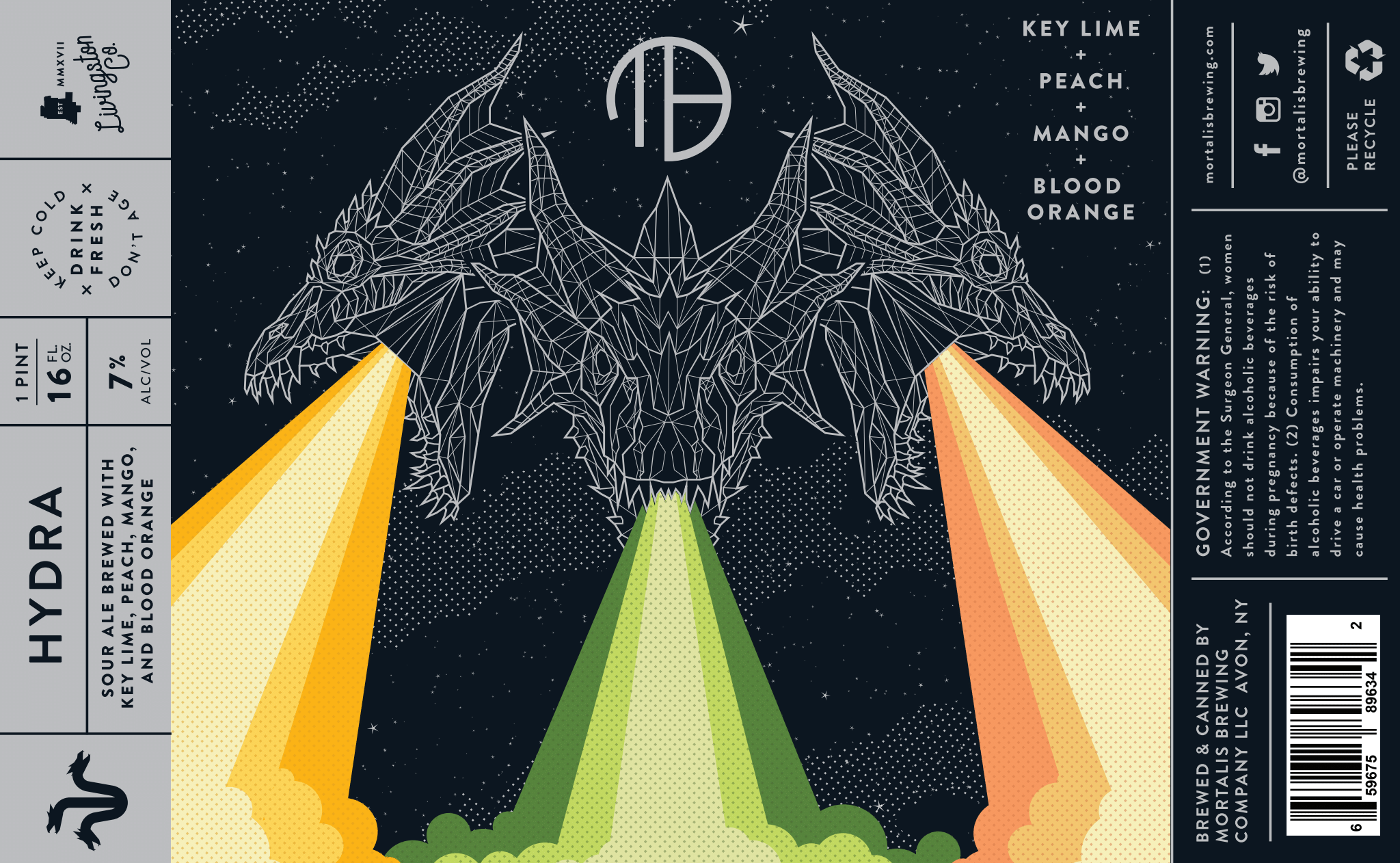 Hydra | Key Lime + Peach + Mango + Blood Orange Label