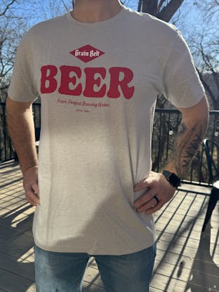 Grey T-Shirt with Grain Belt logo on front.
