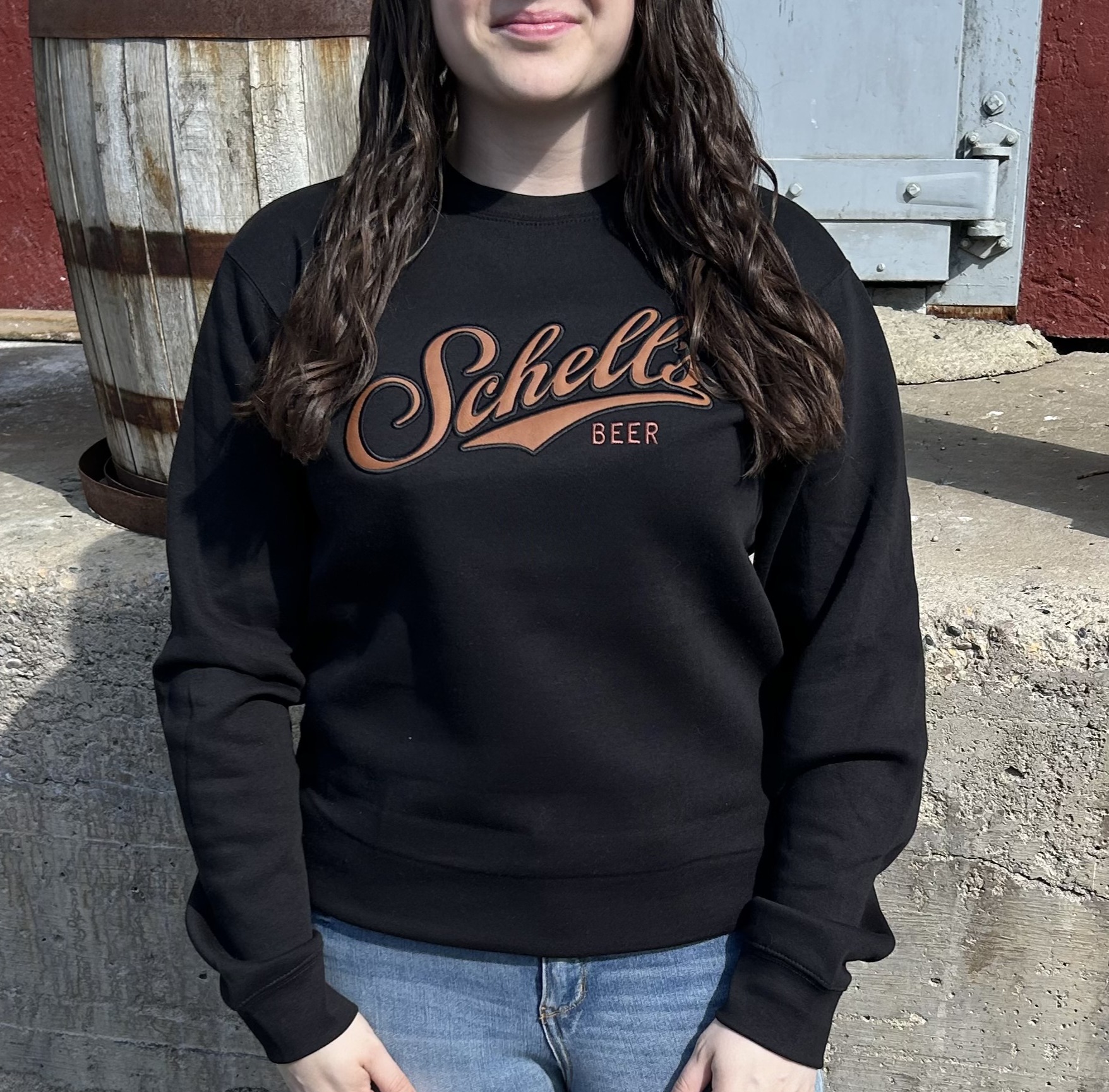 Schell's Black Leather Crewneck