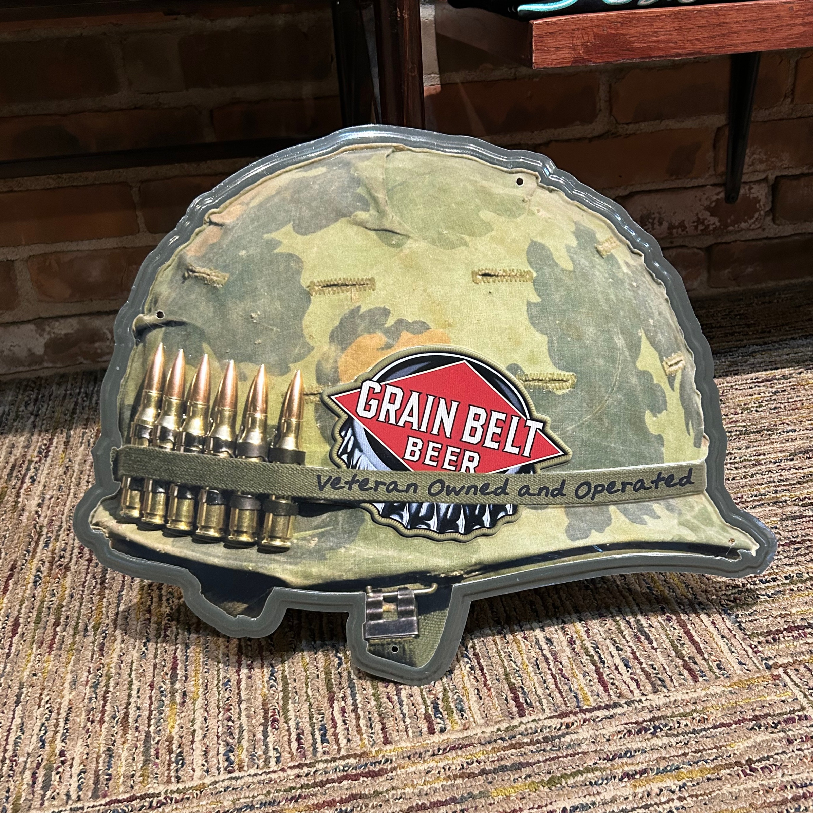 Grain Belt Military Helmet Tin Tacker