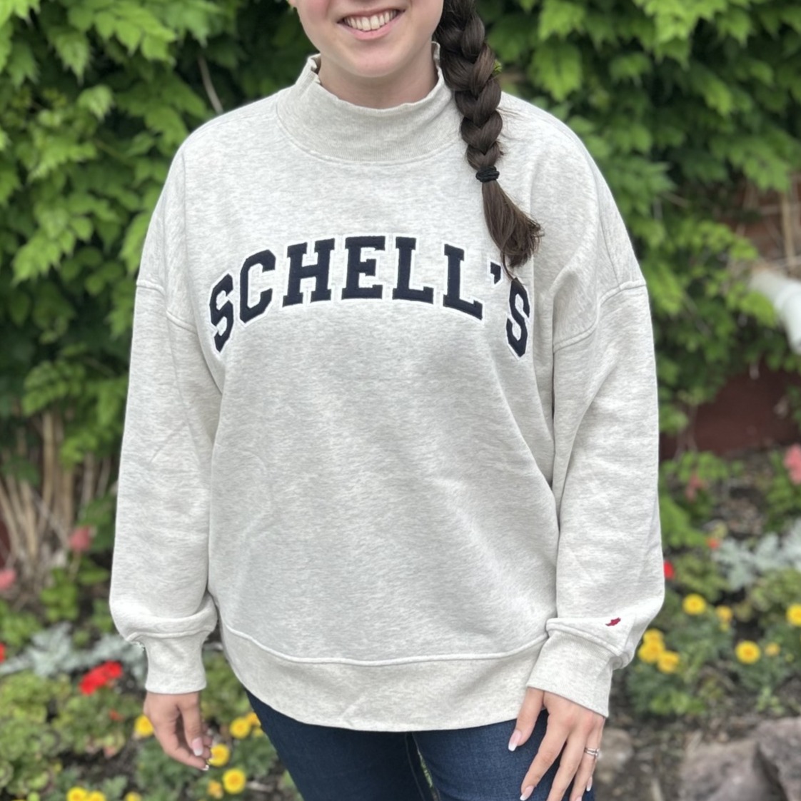 Schell's Oatmeal Mock Neck Sweatshirt