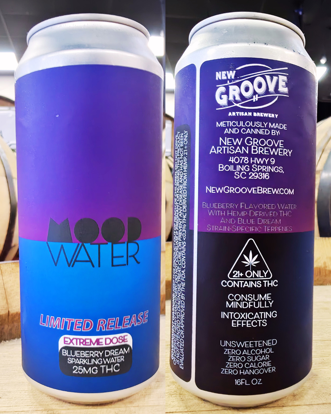 Blueberry Moodwater Single Can - 25mg THC Water