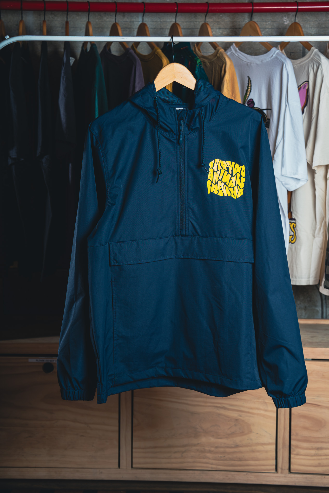 Tripping animals brewing blue jacket