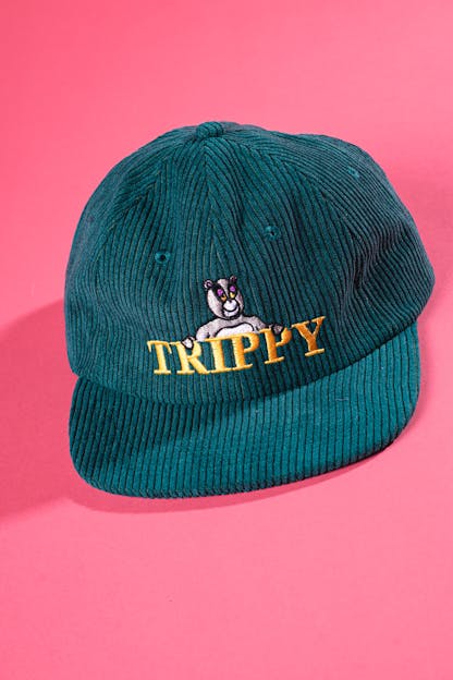 Tripping animals brewing hat that says trippy 
