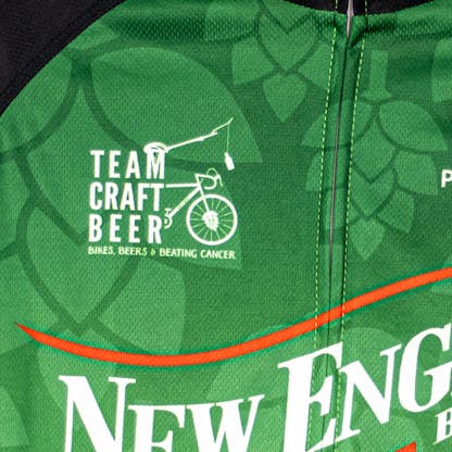 close up image of Team Craft Beer logo on Primal cycle jersey