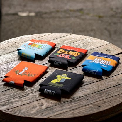 group of koozies on sunlit table