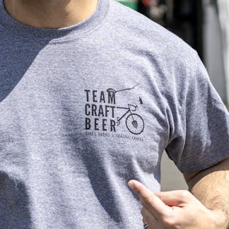 Close up of gray Team Craft Beer T-shirt logo
