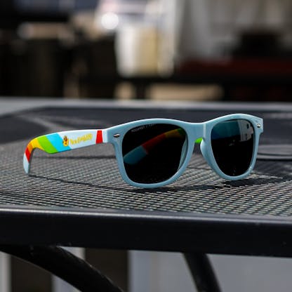 Product shot of sunglasses on a table