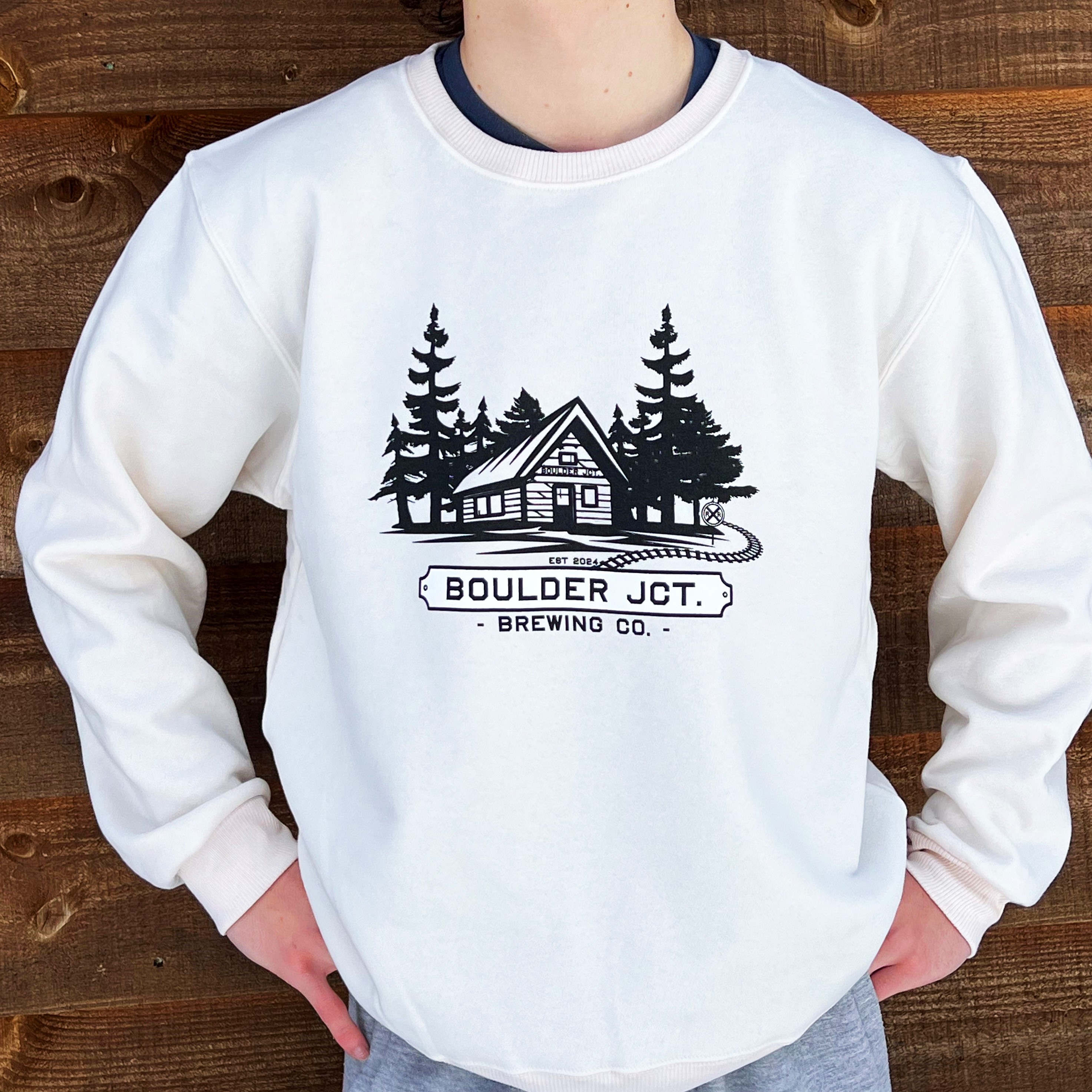 Cream Crewneck w/  Black Train Station - Unisex