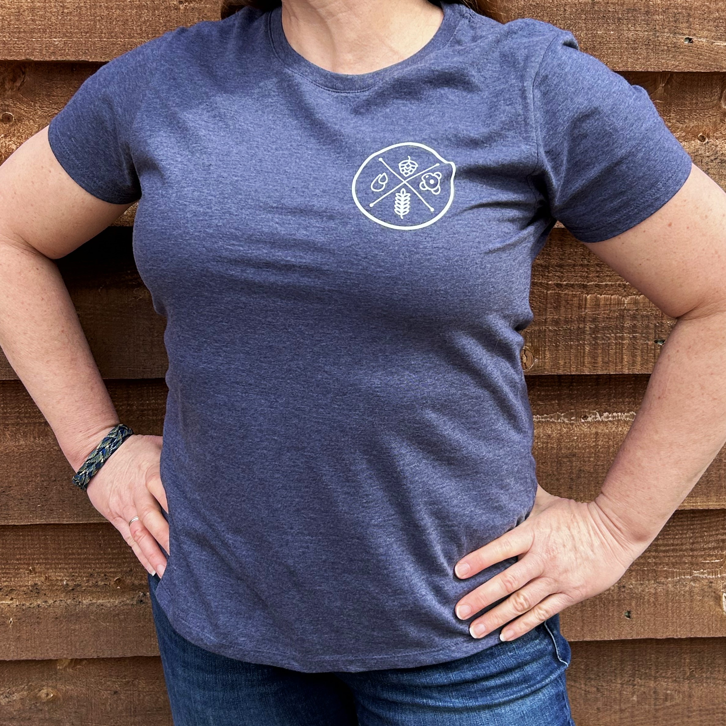 Heather Navy Logo T-Shirt - Ladies
