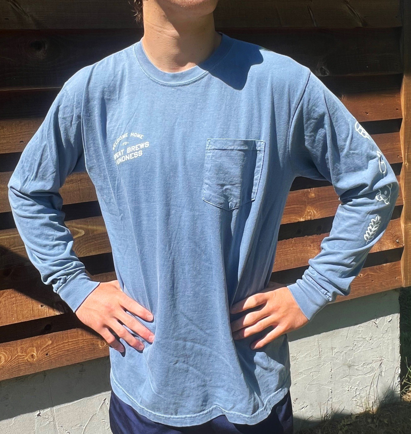person modeling long sleeve t-shirt