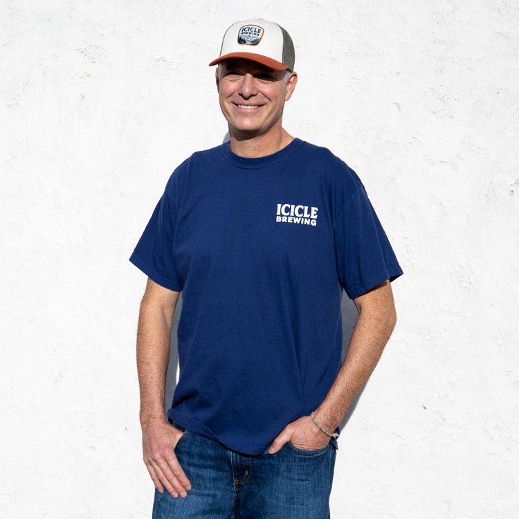 navy blue Icicle brewing t-shirt