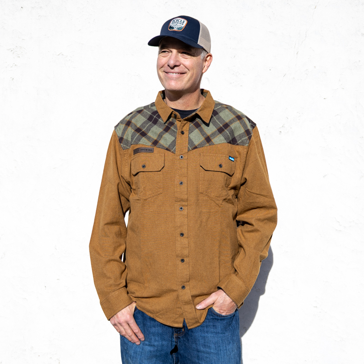 tan button down shirt - men's