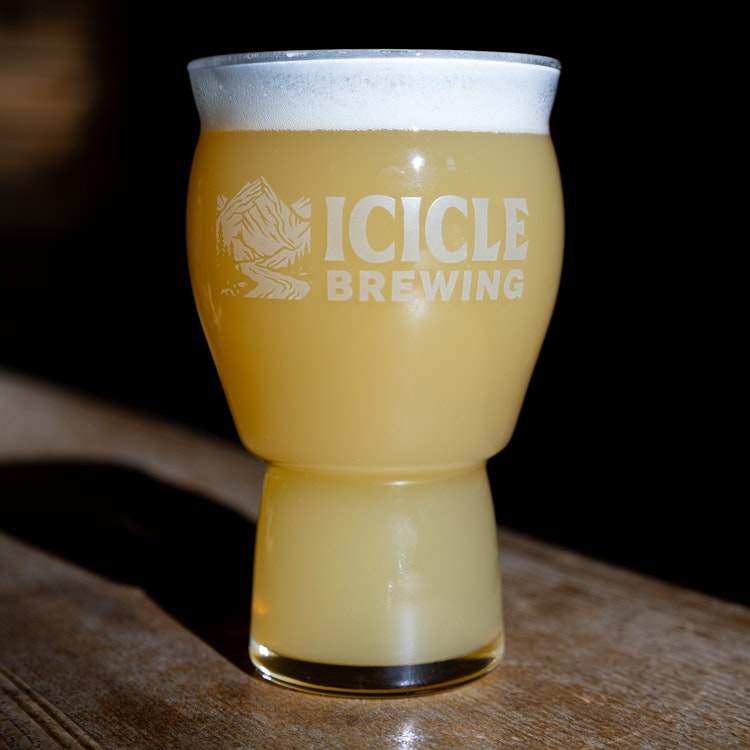 Icicle Brewing 4 ox taster glass with logo in white