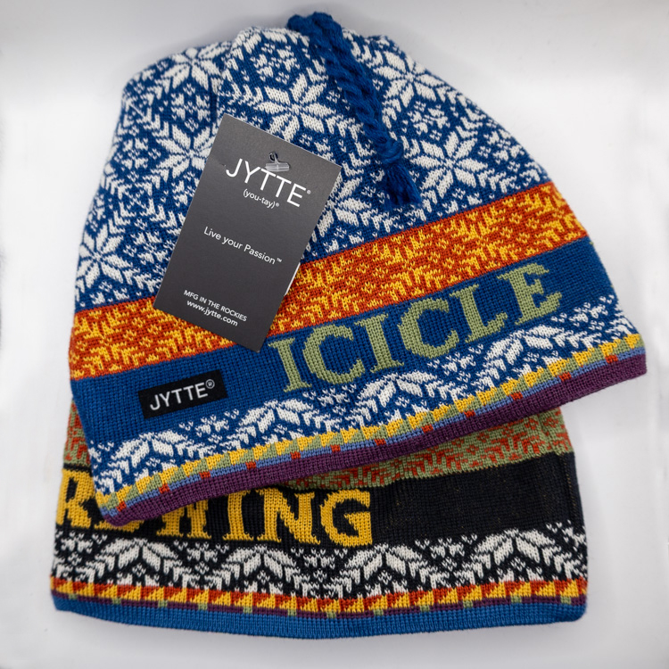 Icicle blue and orange pattern beanie