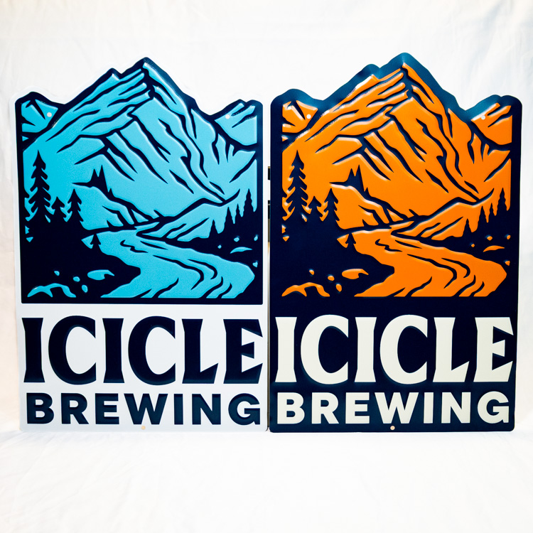 blue and orange mountain logo tin tackers