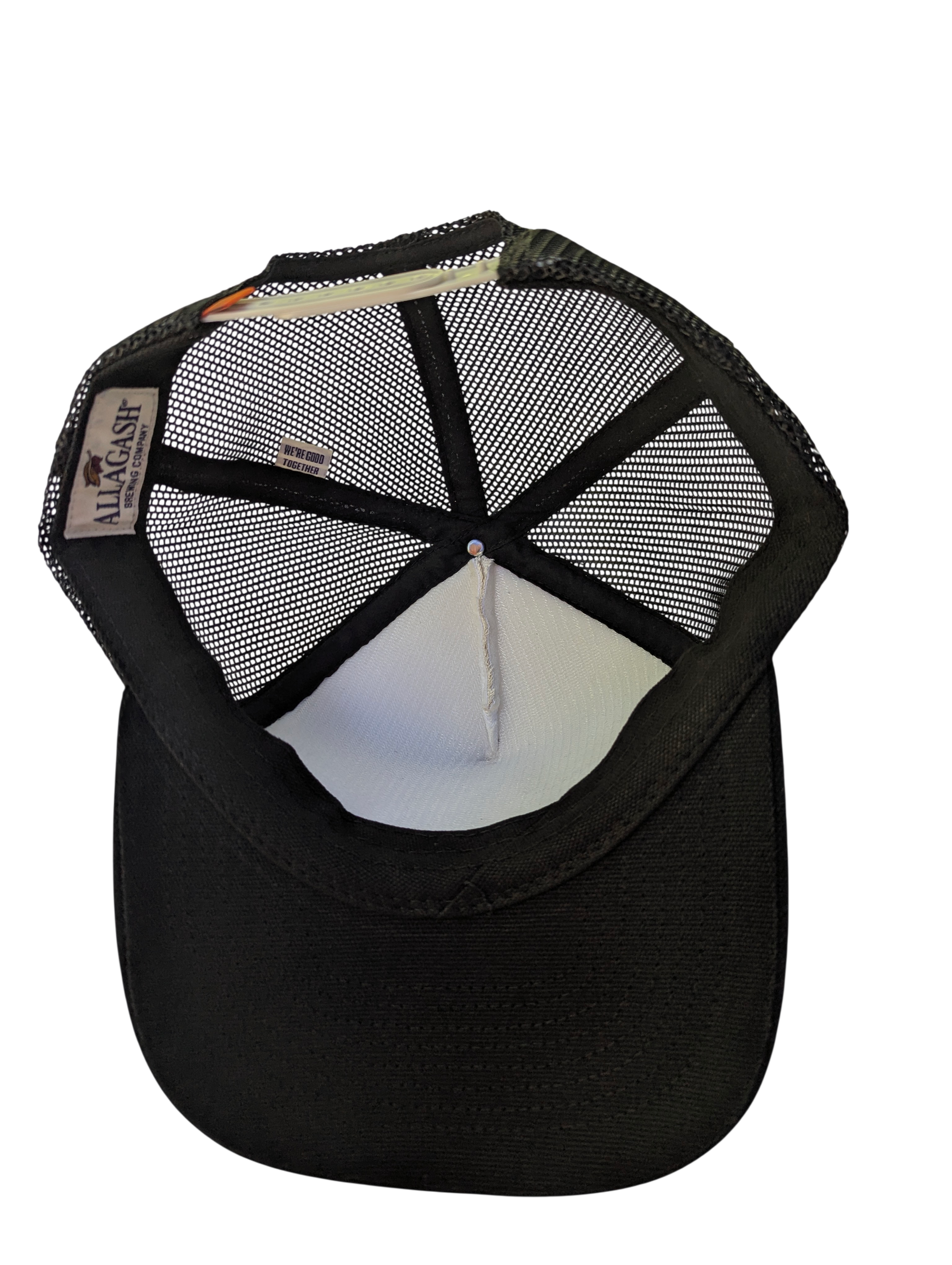 the bottom side of a foam trucker hat