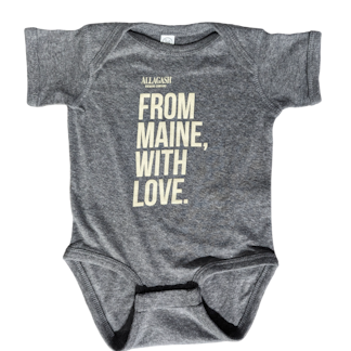 a baby onesie with the text From Maine With Love