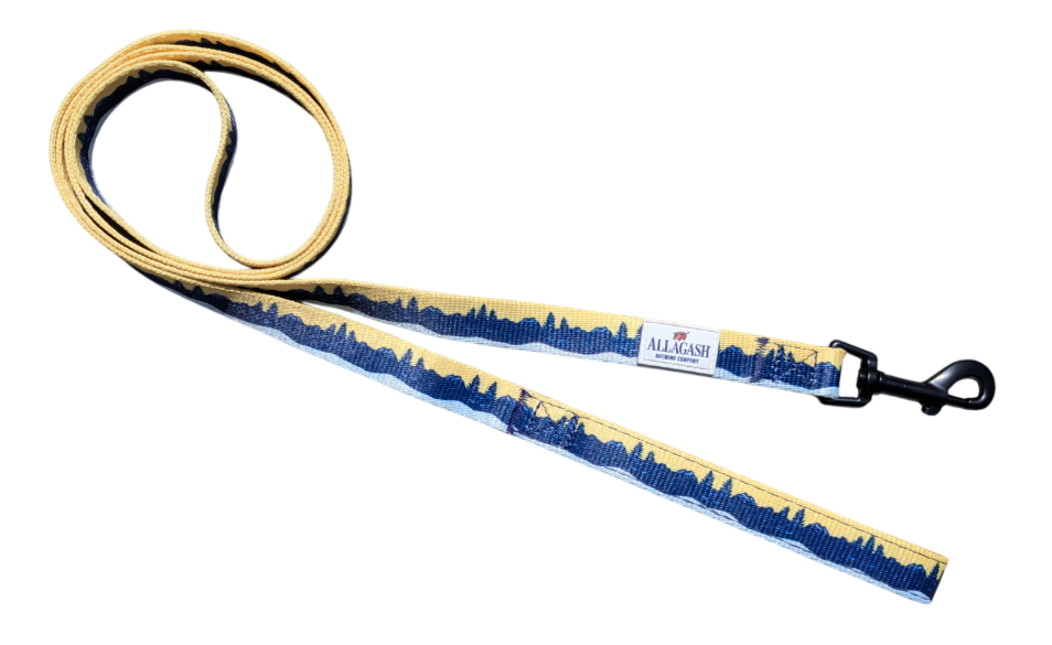 A yellow and blue dog leash