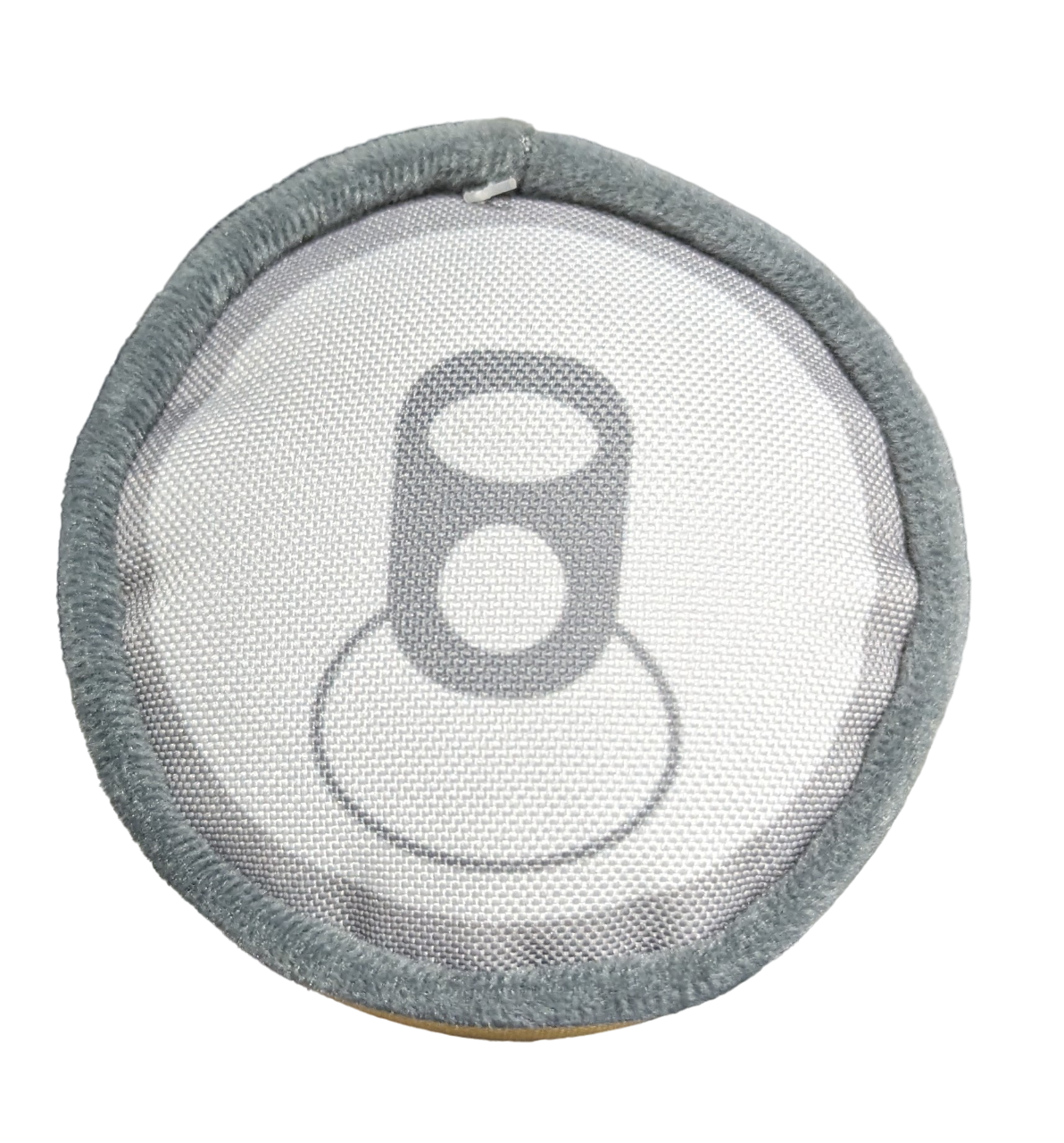 The top of a dog toy that looks like the top of a beer can.