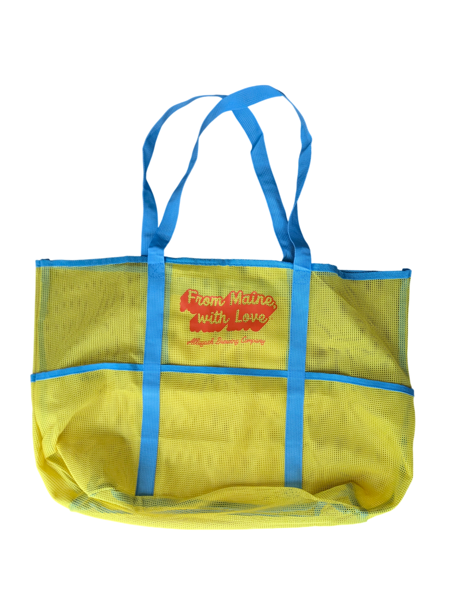 a yellow mesh bag