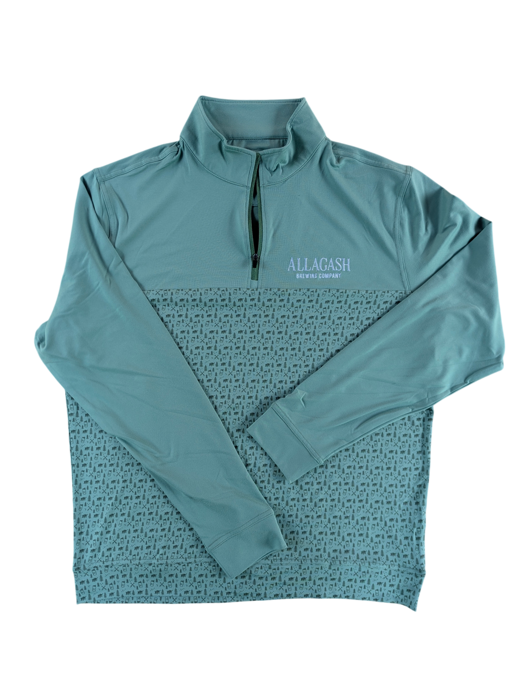 a green quarter zip pullover
