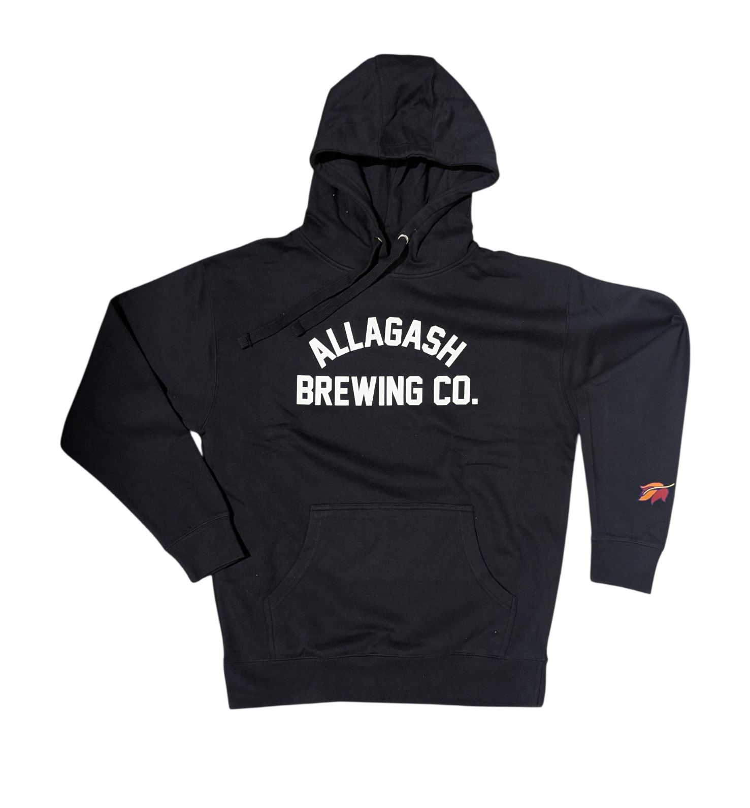 a black hoodie with the text Allagash Brewing Co