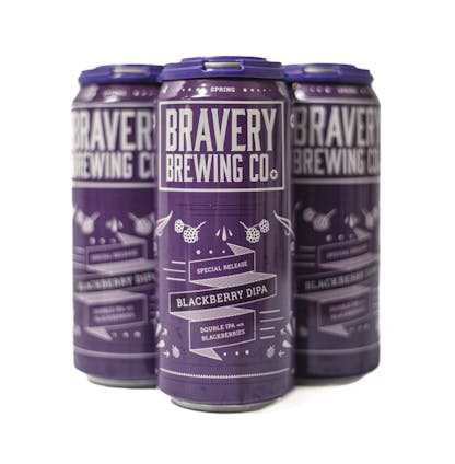 Cans of "Blackberry Double IPA" 4-pack