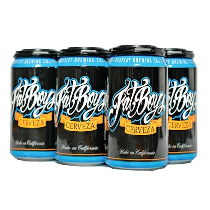 Cans of FatBoys Cerveza 6-pack