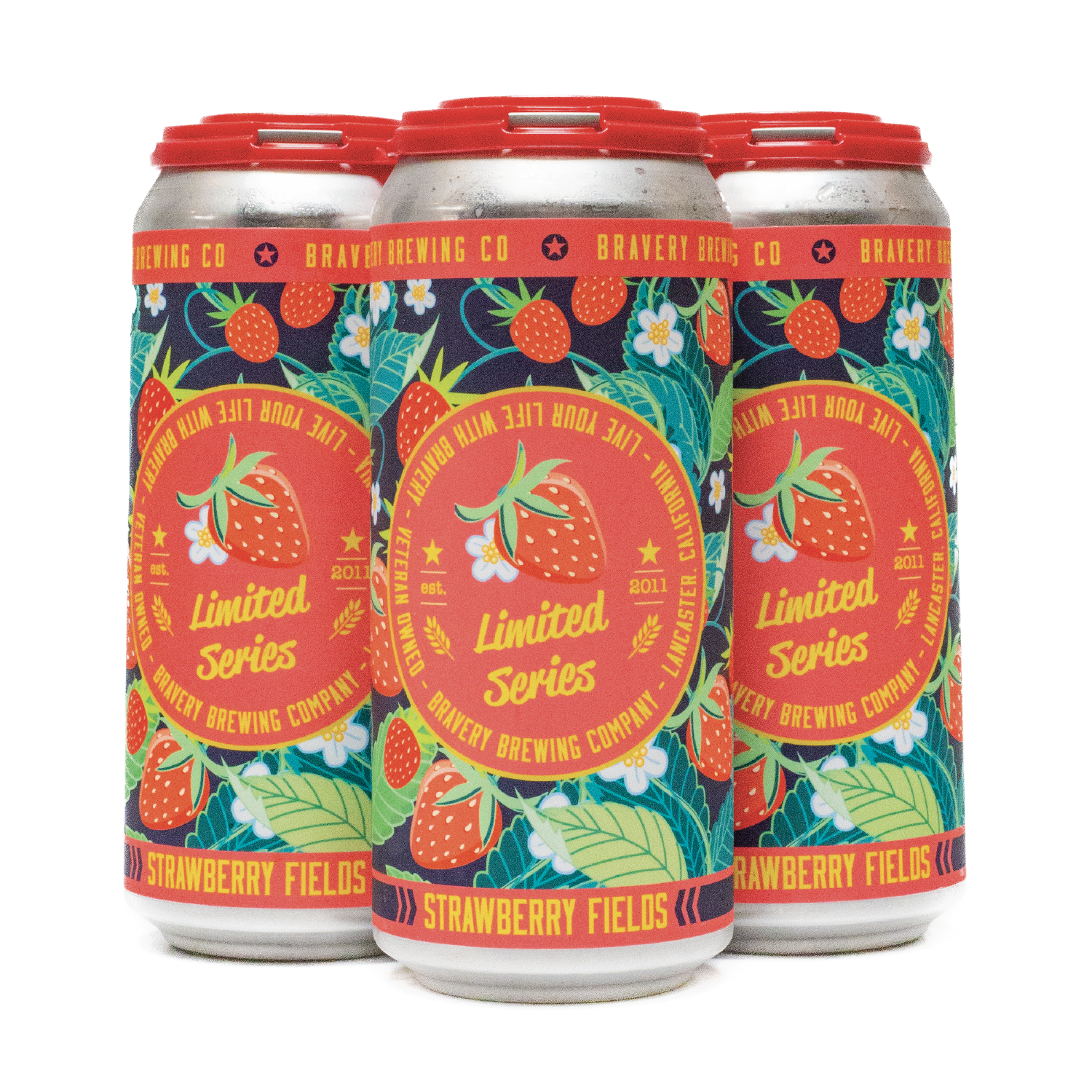 4 pack of Strawberry Fields on a white background