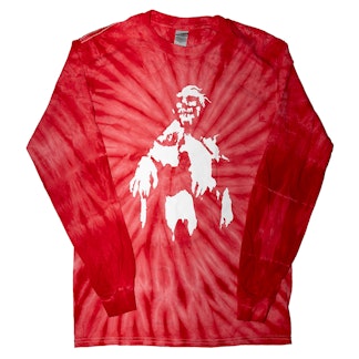 Red Dark Apparition Long Sleeve Tie Dye Shirt