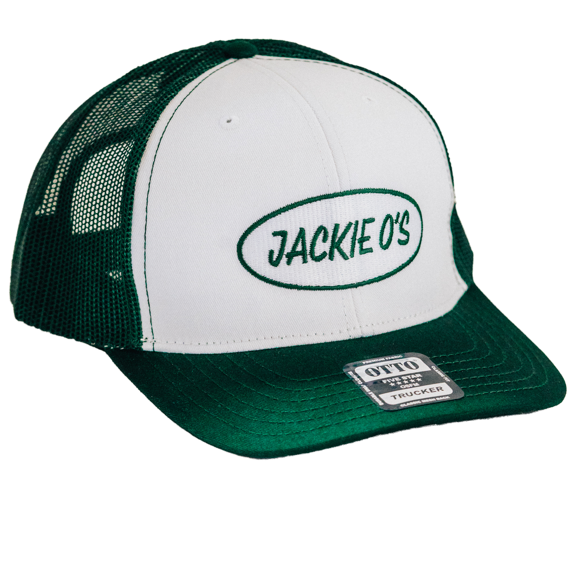 Dark Green & White Jackie O's Patch Mesh Hat